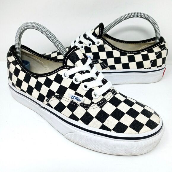 VANS Authentic Checkerboard Women's Size 6 White Black Golden Coast Skate - Picture 1 of 11